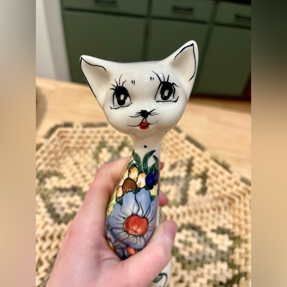 ANDY POLISH ceramic hand painted cat sculpture. Naumburg vintage cat sculpture - Picture 6 of 7